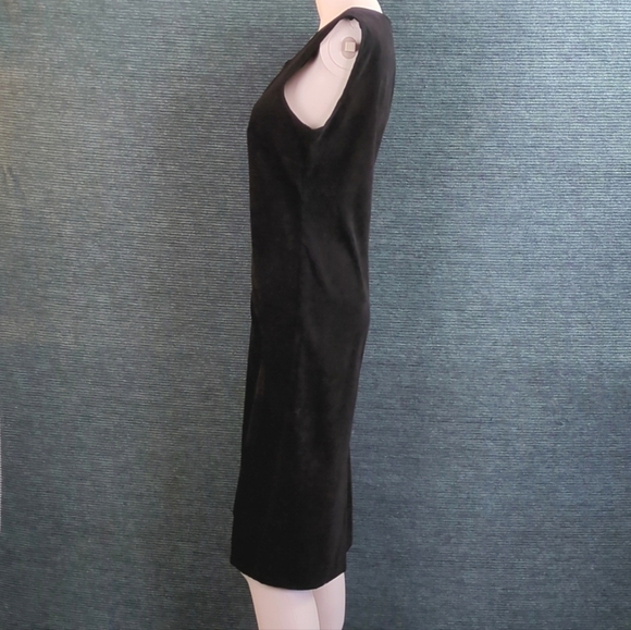 Vintage 90s Helene Blake Black Velvet Cocktail Sheath Dress - Picture 2 of 9